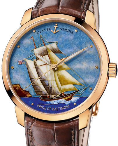 Review Ulysse Nardin 8156-111-2 / BALT Classico Enamel Classico Pride of Baltimore Limited Edition replica watch - Click Image to Close